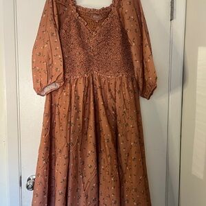 Floral JessaKae Dress in Rust Orange
